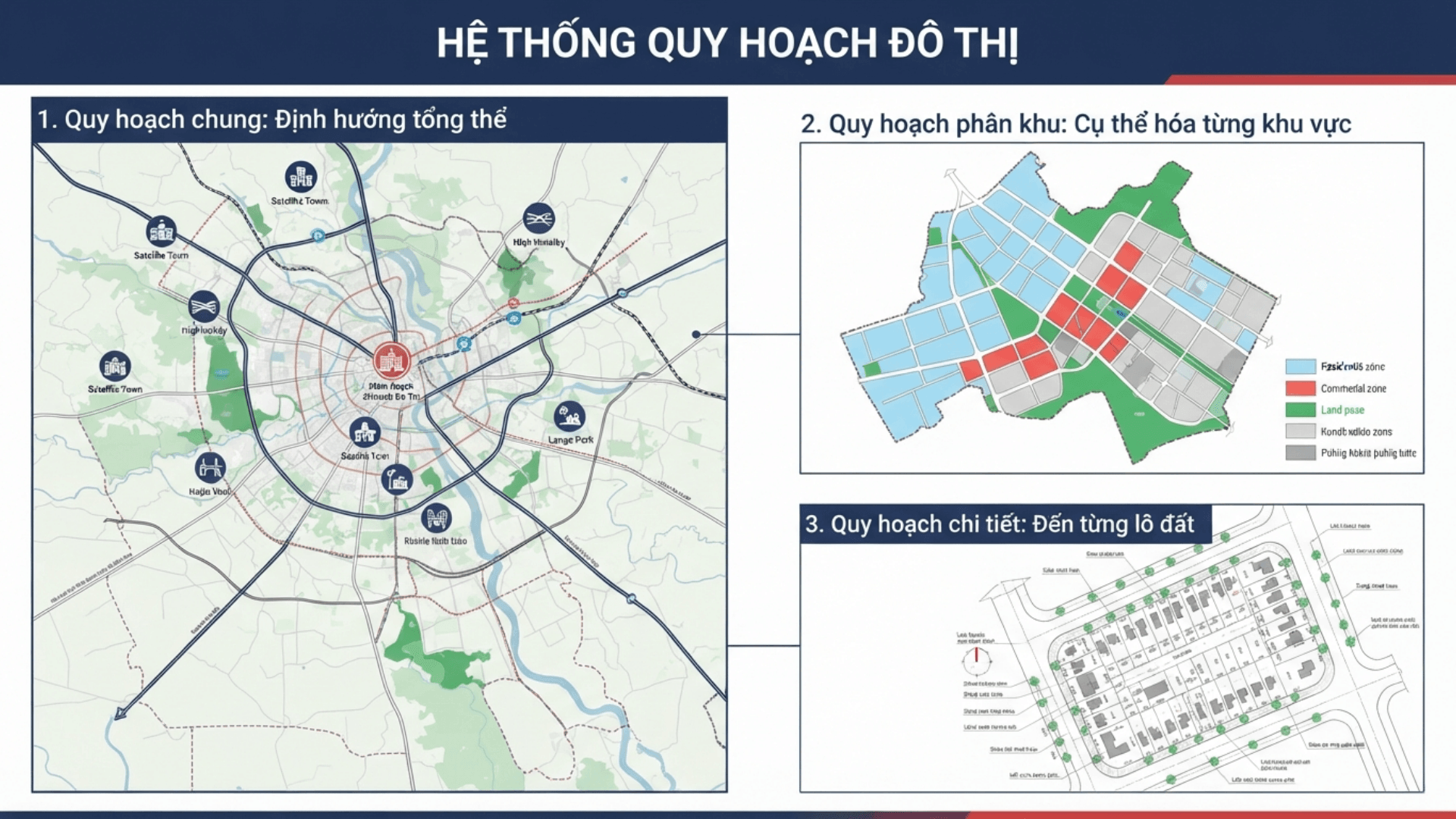 Cấu trúc 3 cấp độ từ tổng thể đến chi tiết của hệ thống quy hoạch đô thị và nông thôn theo Luật mới